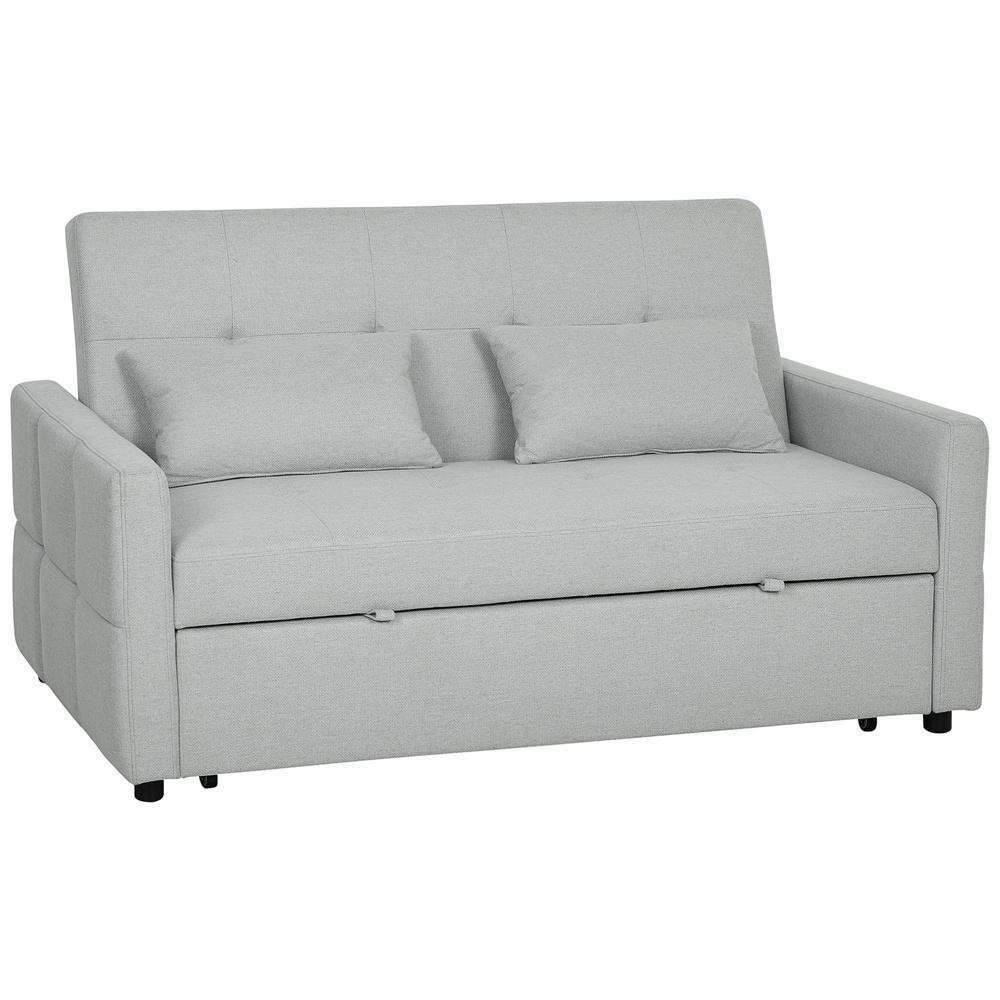 HOMCOM Three-Way Two-Seater Sofa Bed - Light Grey