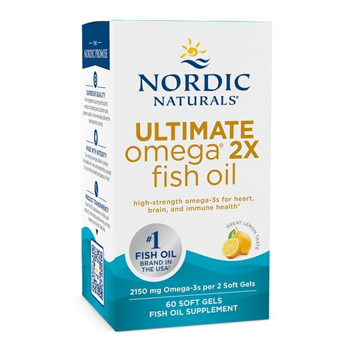 Nordic Naturals Ultimate Omega 2X 2150mg Body Health Support Brain and Heart Function Lemon 60 Softgels