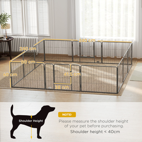 PawHut 12 Panels Heavy Duty Puppy Playpen, for Small Dogs, Indoor and Outdoor Use - Silver