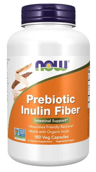 NOW Foods Prebiotic Inulin Fiber for Intestinal Support 180 Vcaps