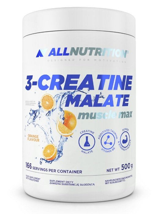 Allnutrition 3-Creatine Malate Jabłczan Kreatyny w Proszku Pomarańczowy Na Siłę i Wytrzymałość 500g