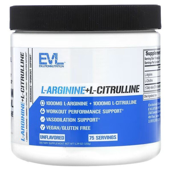EVLution Nutrition L-Arginine + L-Citrulline, Powder - 150g