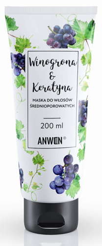 Anwen Winogrono i Keratyna Maska do Włosów Średnioporowatych 200 ml