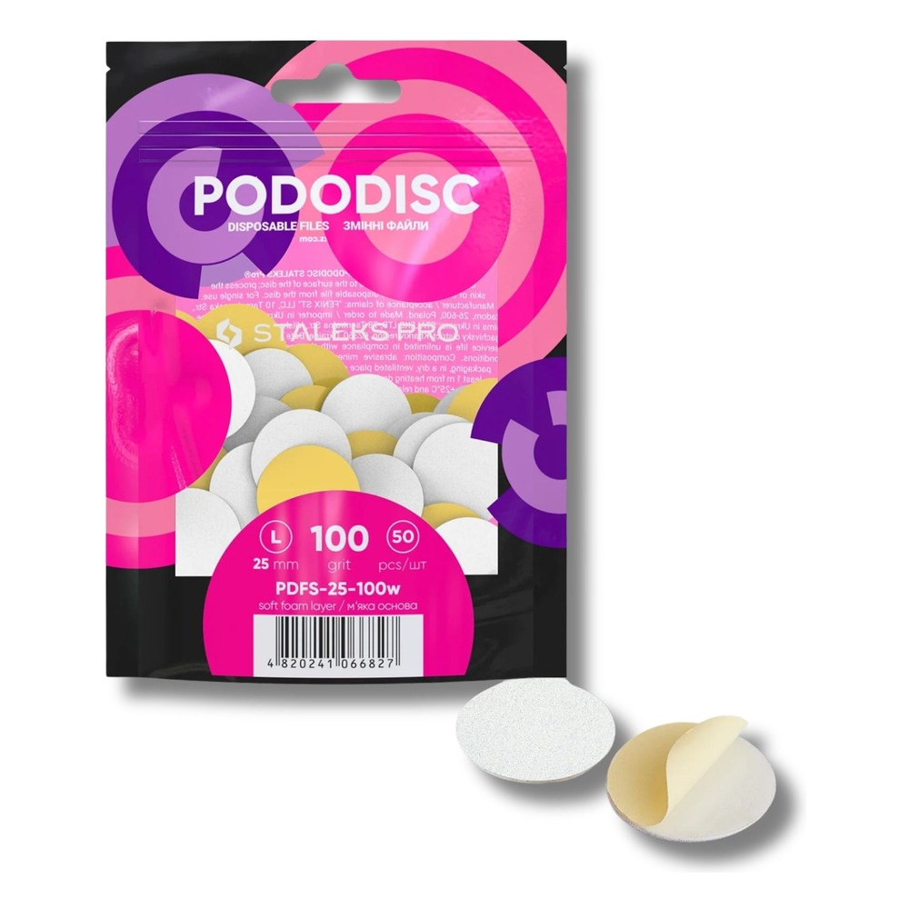 Staleks Pro Wymienne Pilniki Białe na Miękkiej Bazie do Dysku do Pedicure PODODISC L EXPERT 100 Sztuk