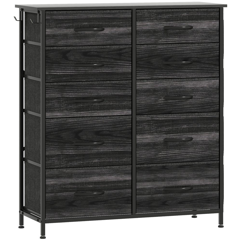 HOMCOM Chest of Ten Fabric Drawers - Black