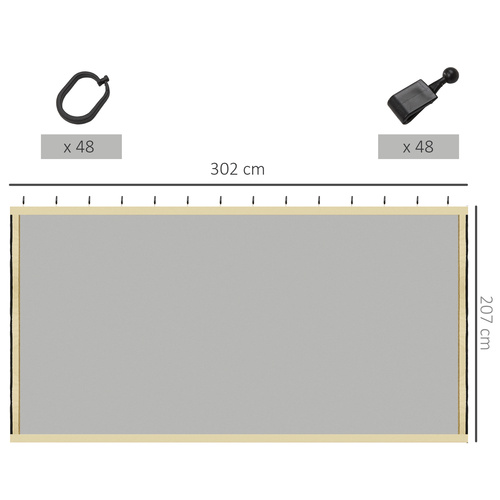 Outsunny 302 x 207cm Universal Replacement Mesh Sidewall Netting for Gazebos and Canopy Tents, (Sidewall Only) Beige