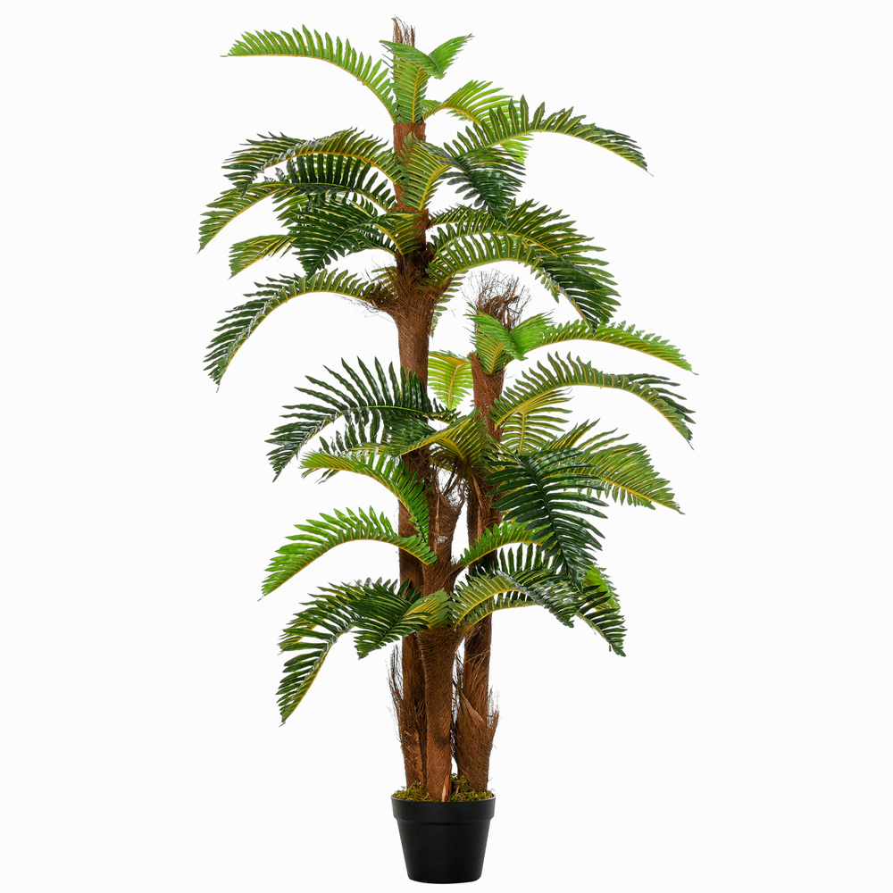 Outsunny Artificial Plant Tropical Fern in Pot, Fake Plants for Home Indoor Decor, 150cm, Green
