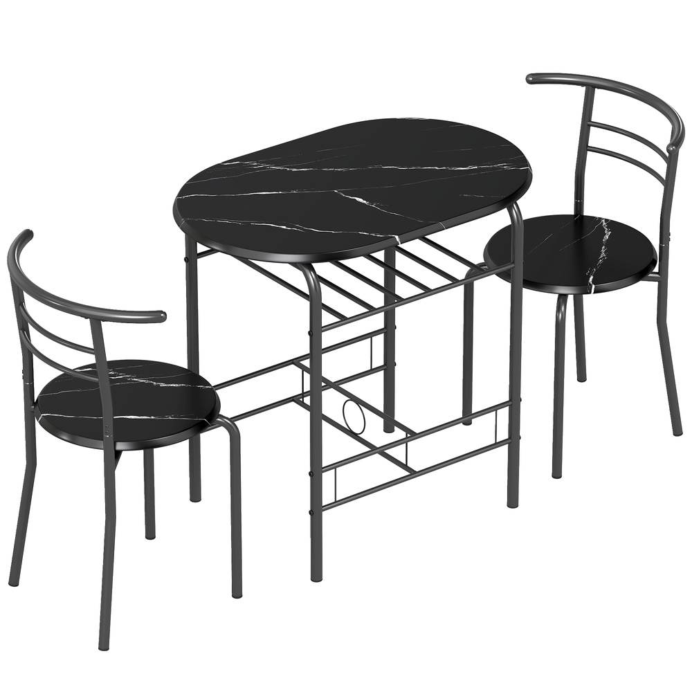 HOMCOM Three-Piece Compact Dining Set - Black