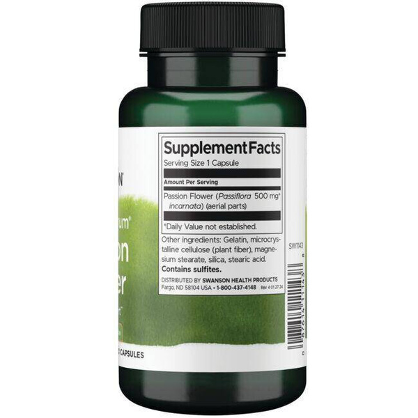 Swanson Full Spectrum Passion Flower 500mg 60 Capsules