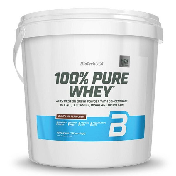 BioTechUSA 100% Pure Whey Białko Serwatkowe o Smaku Orzecha Laskowego na Wsparcie Mięśni 4000g