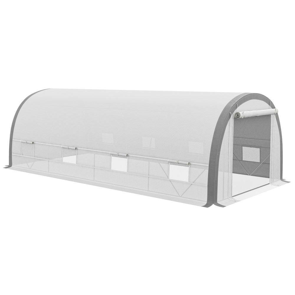 Outsunny 6x3m Polytunnel Greenhouse for Seedlings & Plants Upgraded Structure Mesh Door Windows, White