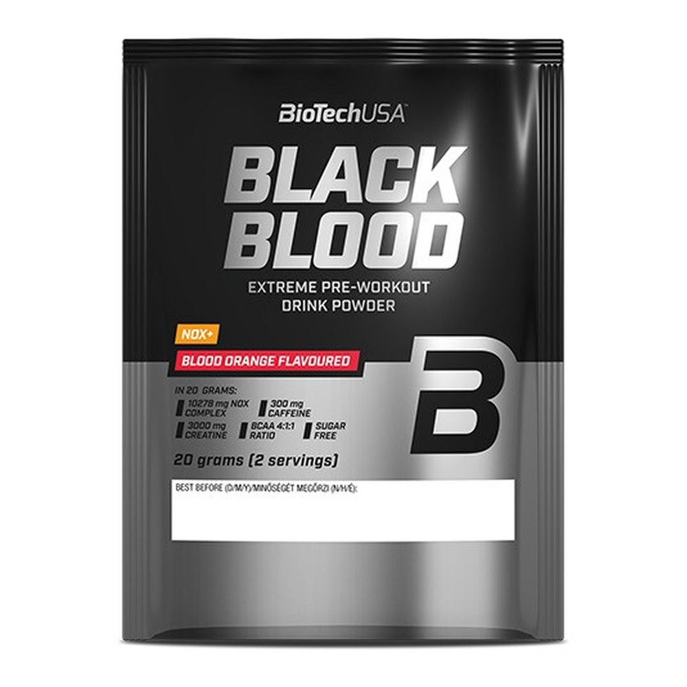 BioTechUSA Black Blood NOX+ przedtreningówka z kofeiną Krwista Pomarańcza 20g