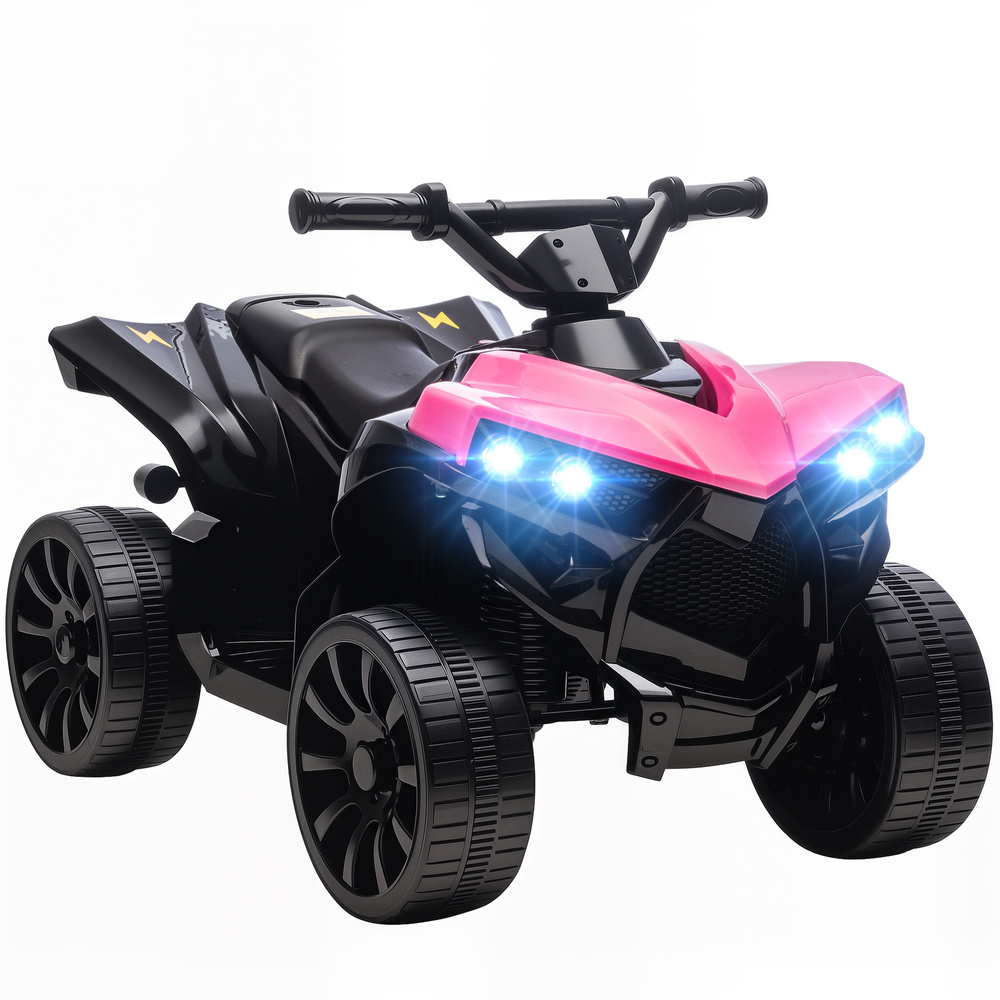 AIYAPLAY 6V Kids ATV, 4 Wheeler Electric Ride on Car with Music and LED Headlights, for Ages 3-6 Years Boys and Girls, Pink