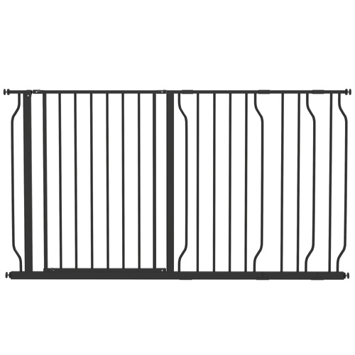 PawHut Extra Wide Dog Safety Gate, with Door Pressure, for Doorways, Hallways, Staircases - Black