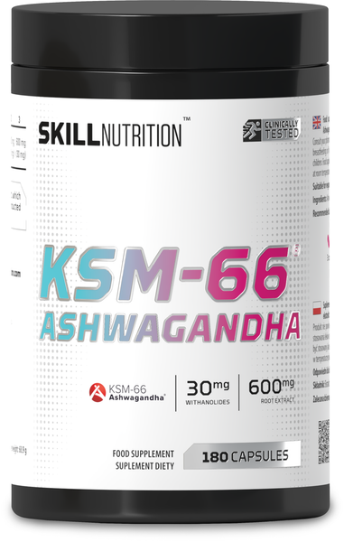 Skill Nutrition KSM-66 Ashwagandha Na Stres i Zmęczenie 180 Wegańskich Kapsułek