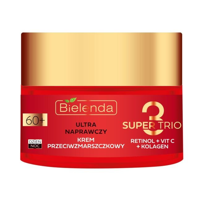 Bielenda Super Trio Retinol Vit C Collagen Ultra Naprawczy Krem Przeciwzmarszczkowy 60+ na Dzień i na Noc 50ml