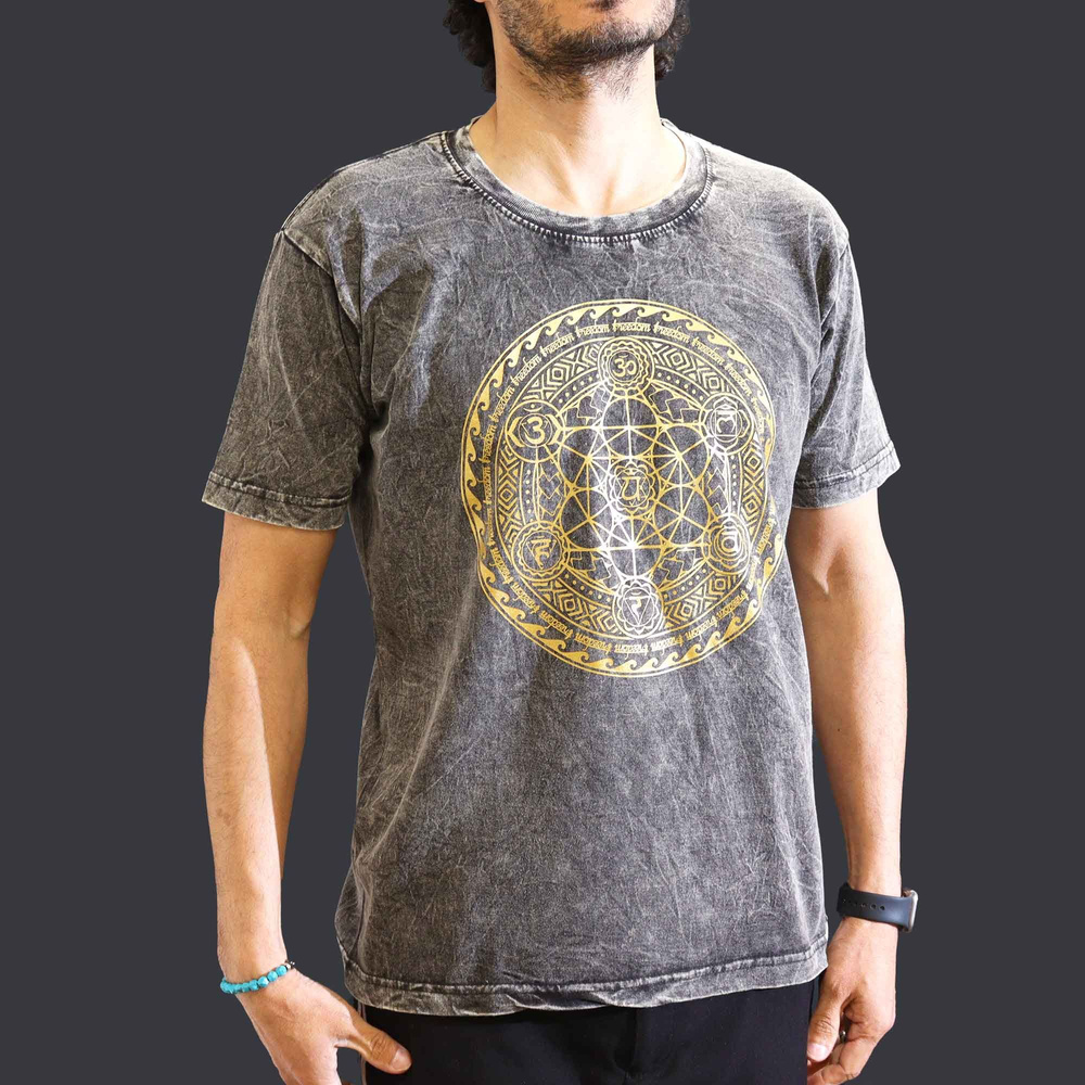 Medium Stone Washed T-Shirt - Chakra - Dark Grey
