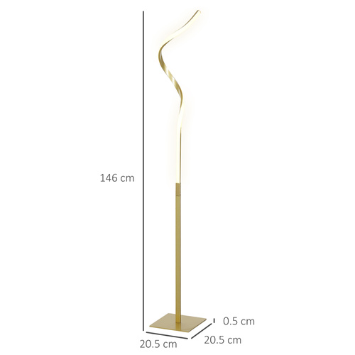 HOMCOM LED Floor Lamp with 3 Adjustable Brightness, Modern Dimmable Standing Lamp with Foot Switch for Bedroom, Living Room, Gold Tone