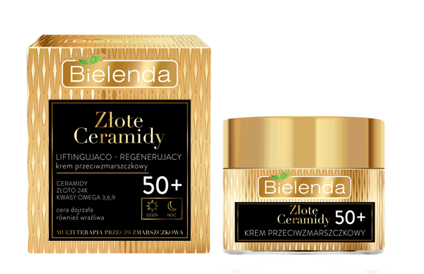 Bielenda Złote Ceramidy Liftingujący i Regenerujący Krem Przeciwzmarszczkowy 50+ na Dzień i Noc 50ml