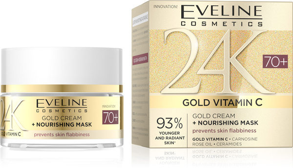 Eveline 24K Gold Vitamin C Złoty Krem–Maska Odżywcza 70+ 50ml