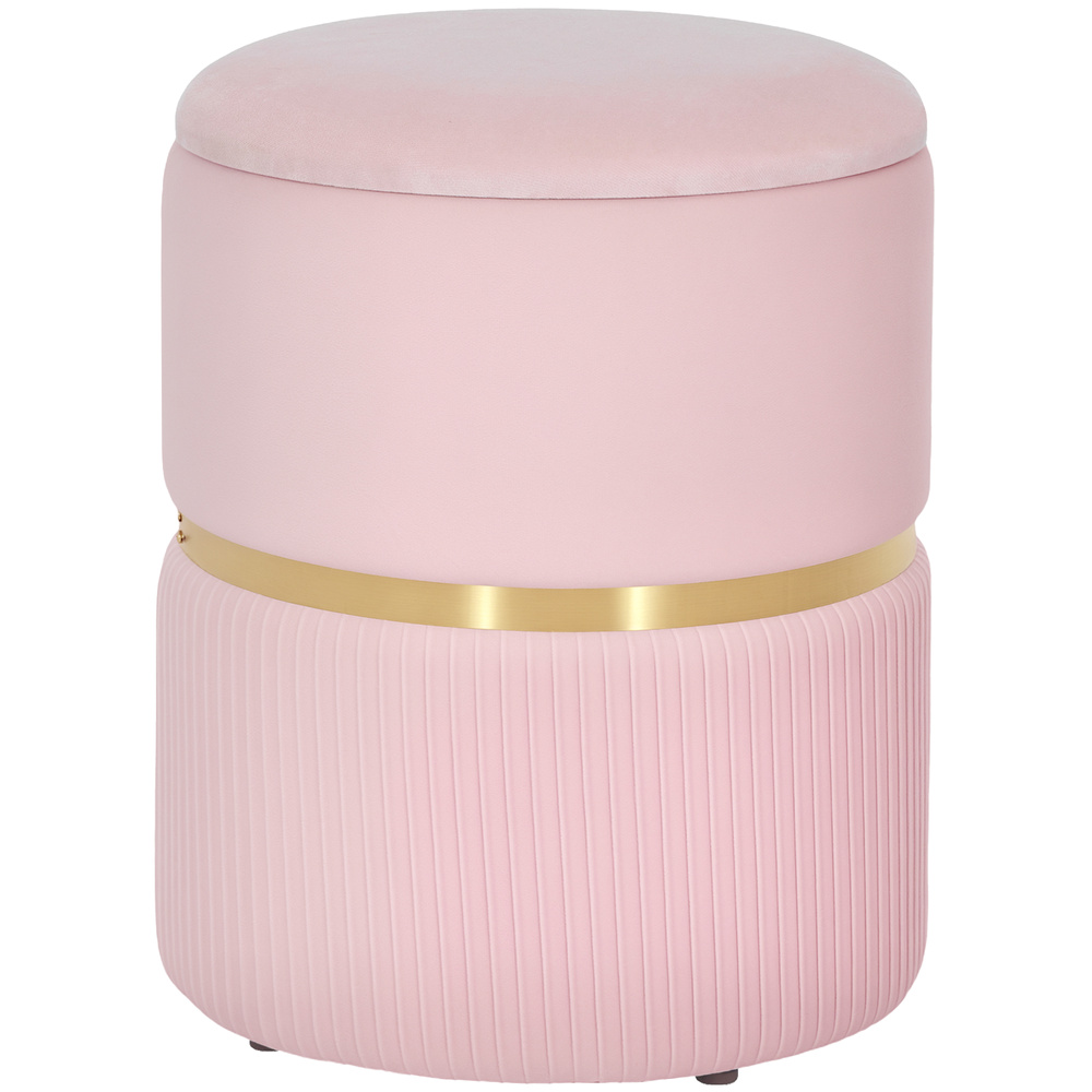 HOMCOM Velvet-Feel Storage Ottoman - Pink