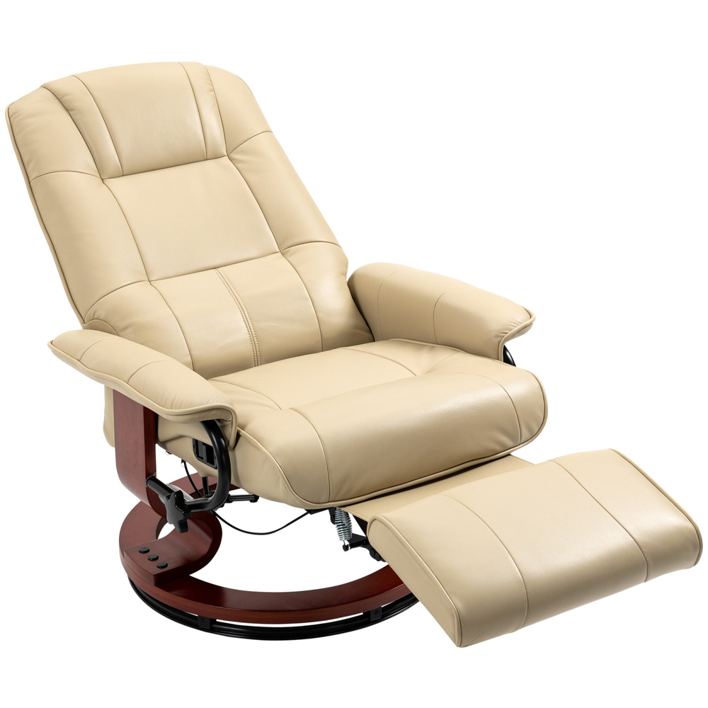 HOMCOM Reclining Swivel Chair, with Footrest - Cream White