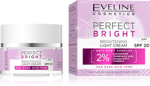 Eveline Perfect Bright Rozjaśniający Lekki Krem z Filtrem SPF20 dla Skóry Szarej z Przebarwieniami na Dzień 50ml