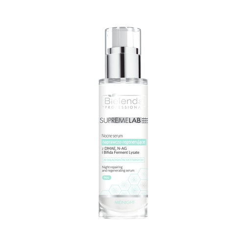 Bielenda Professional Supremelab Nocne Serum Naprawczo – Regenerujące z DMAE N-AG Bifida Ferment Lysate dla Skóry Dojrzałej Suchej i Odwodnionej  30ml
