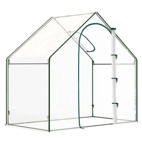 Outsunny Walk In Tomato Greenhouse Garden Outdoor Mini Greenhouse Flower Planter Steel Frame with Zipped Door & Window, PVC Cover, 180 x 100 x 168CM, Clear