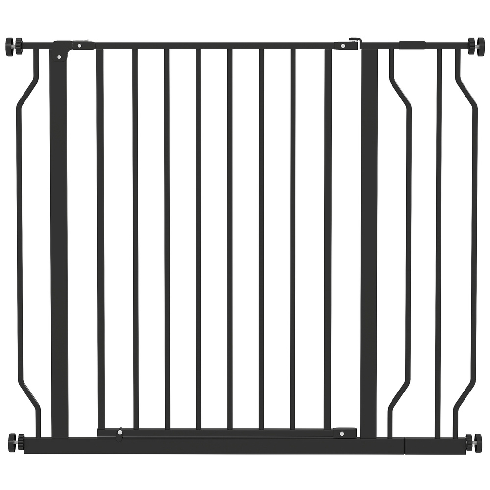 PawHut Wide Dog Safety Gate, with Door Pressure, for Doorways, Hallways, Staircases - Black
