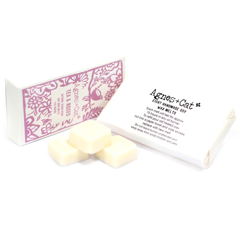 Agnes + Cat Box of 8 Wax Melts - Tea + Roses