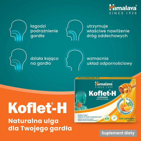 Himalaya Koflet-H Orange Supports Respiratory Health 12 Lozenges