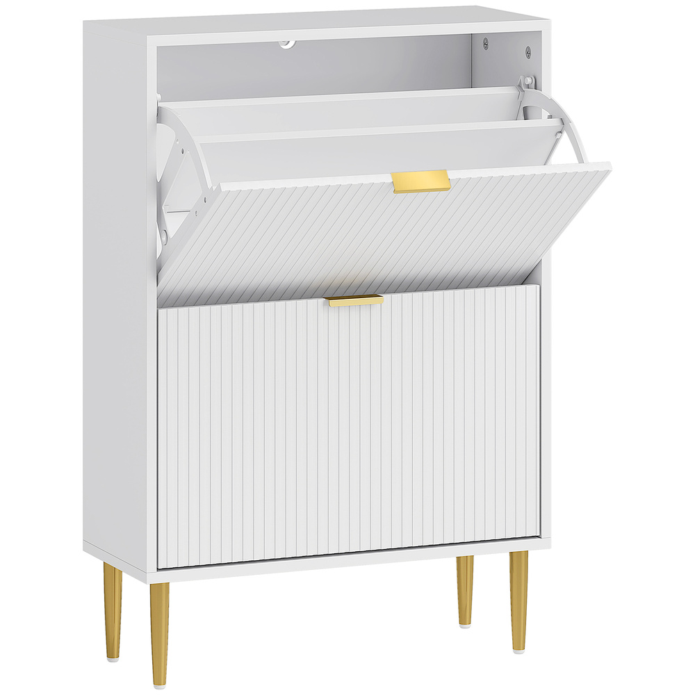 HOMCOM Elegant Two-Drawer Shoe Cabinet - White