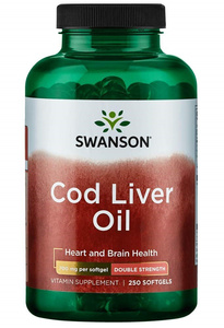 Swanson Cod Liver Oil 700mg Double-Strength Olej z Wątroby Dorsza 250 Kapsułek