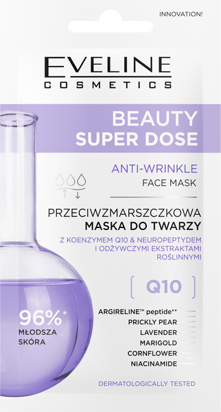 Eveline Beauty Super Dose Przeciwzmarszczkowa Maska do Twarzy Q10 8ml