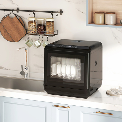 HOMCOM 6L Five-Mode Tabletop Dishwasher - Black