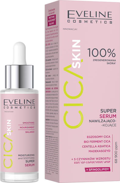 Eveline Cica Skin Super Serum Nawilżająco – Kojące dla każdego Rodzaju Skóry 30ml