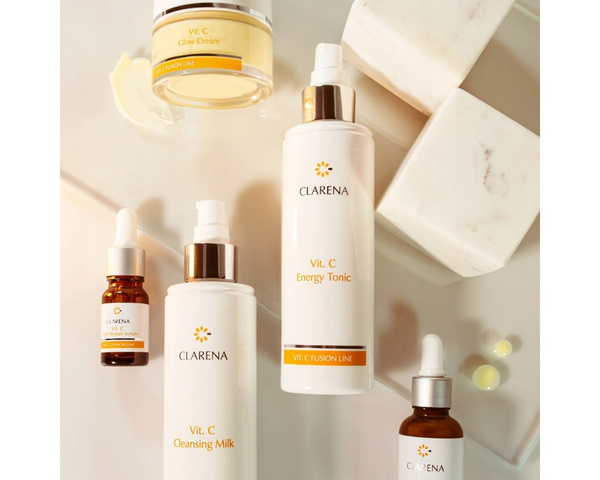 Clarena Vit C Fusion Line Mleczko do Demakijażu z Witaminą C Rozświetlenie dla Skóry Zmęczonej 200ml