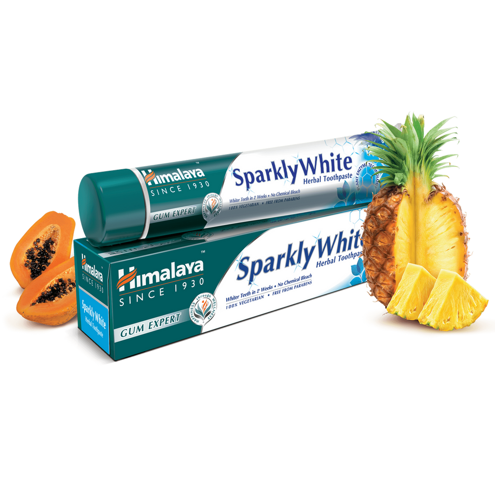 Himalaya Sparkly White Whitening Toothpaste with Advanced Herbal Formula with Papaya and Pineapple Enzymes 75ml