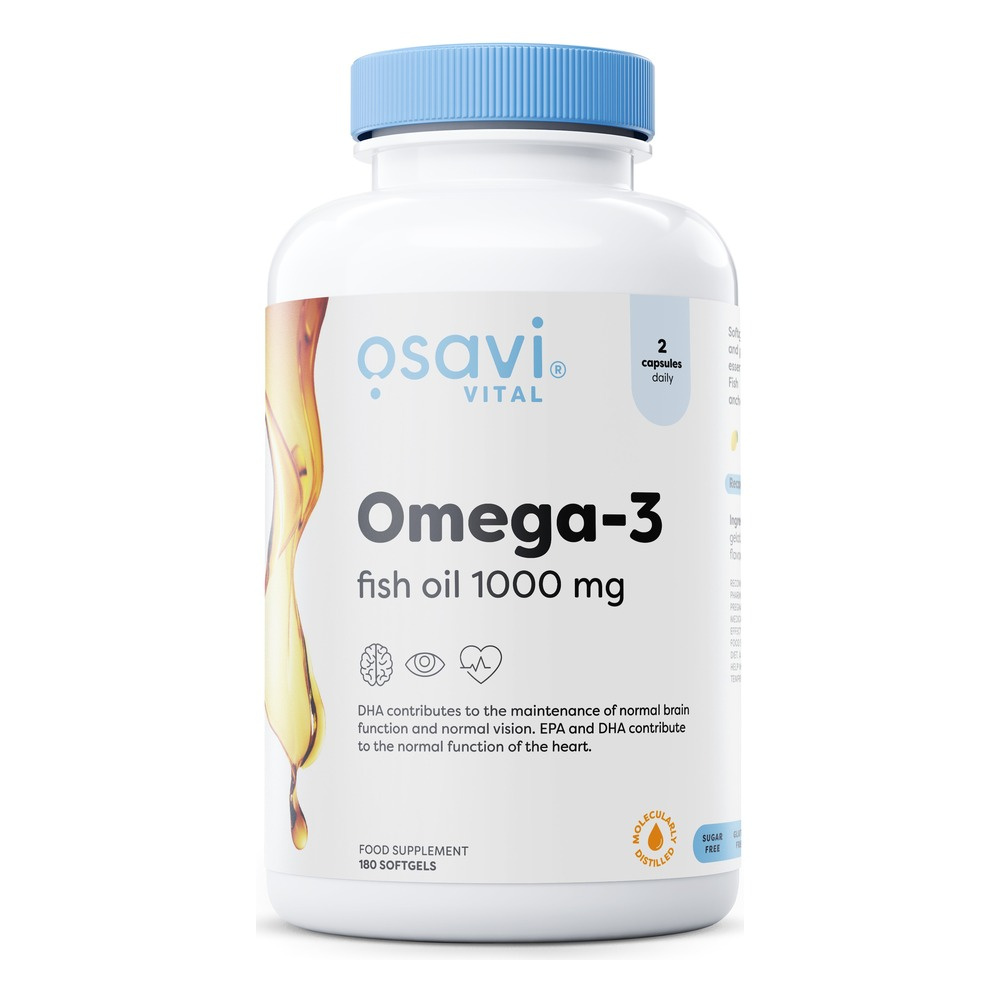 Osavi Omega-3 Olej z Ryb Destylacja Molekularna 1000mg Wysoka Moc 180 Kapsułek
