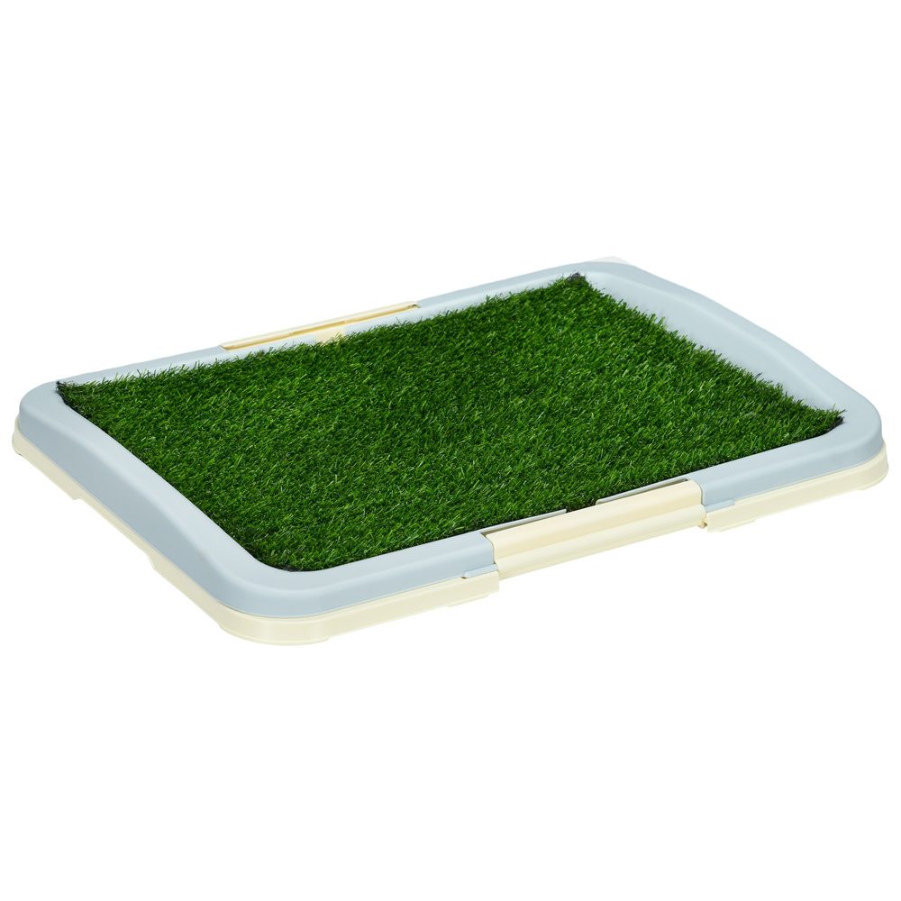 PawHut Puppy Training Pad, Indoor Portable Puppy Pad, with Artificial Grass, Grid, Panel, Tray, 63 x 48.5cm