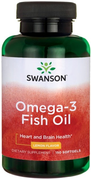 Swanson Omega-3 Fish Oil Lemon Wspiera Układ Krążenia 150 Kapsułek