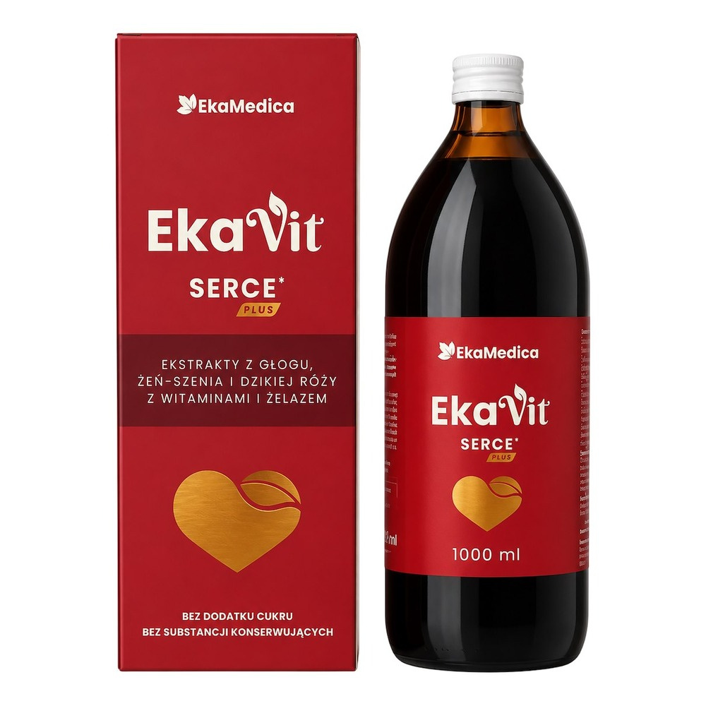 EkaMedica Ekavit Serce Plus Vital Tonic with Hawthorn Extract, Ginseng and Wild Rose 1000ml