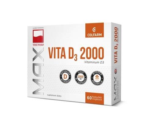 Colfarm Max Vita D3 2000 dla Prawidłowej Budowy Kości Zębów i Układu Odpornościowego 60 Tabletek