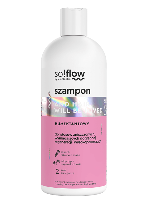 So!Flow by Vis Plantis Szampon Humektantowy do Włosów Zniszczonych Wymagających Dogłębnej Regeneracji 300ml