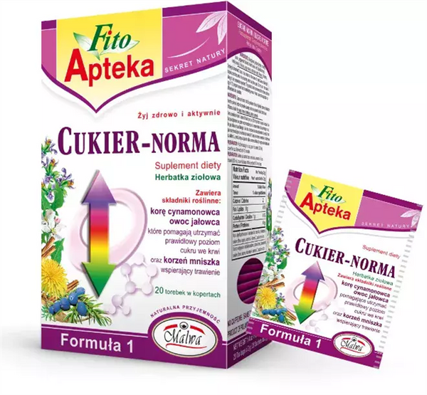 Malwa Fito Apteka Sugar-Norma Herbal Tea with Cinnamon Juniper Dandelion 20x2g