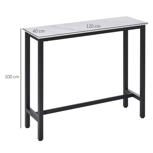 HOMCOM Rectangular Bar Table, Wood Effect Coffee Table for Small Space, Breakfast Dining, Kitchen, Industrial, White & Black