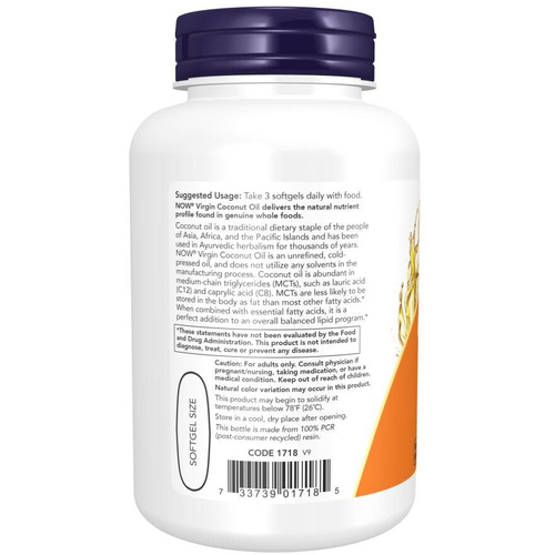 Now Foods Virgin Olej Kokosowy 1000mg 120 Kapsułek
