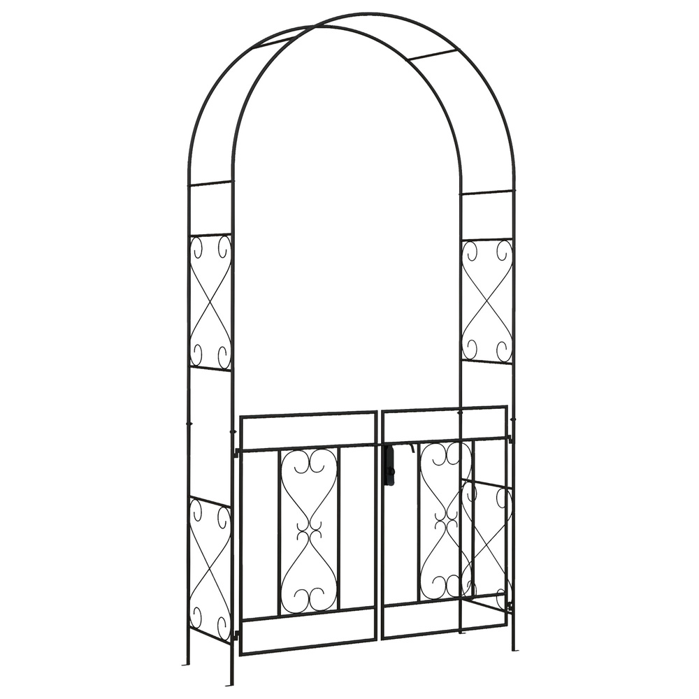 Outsunny Decorative Garden Arch, with Gate - Black