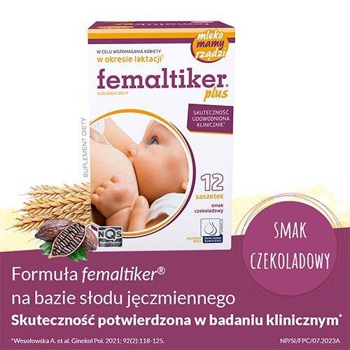 Femaltiker Choco Produkt do Stosowania w Celu Wspomagania Laktacji Smak Czekoladowy 12 Saszetek